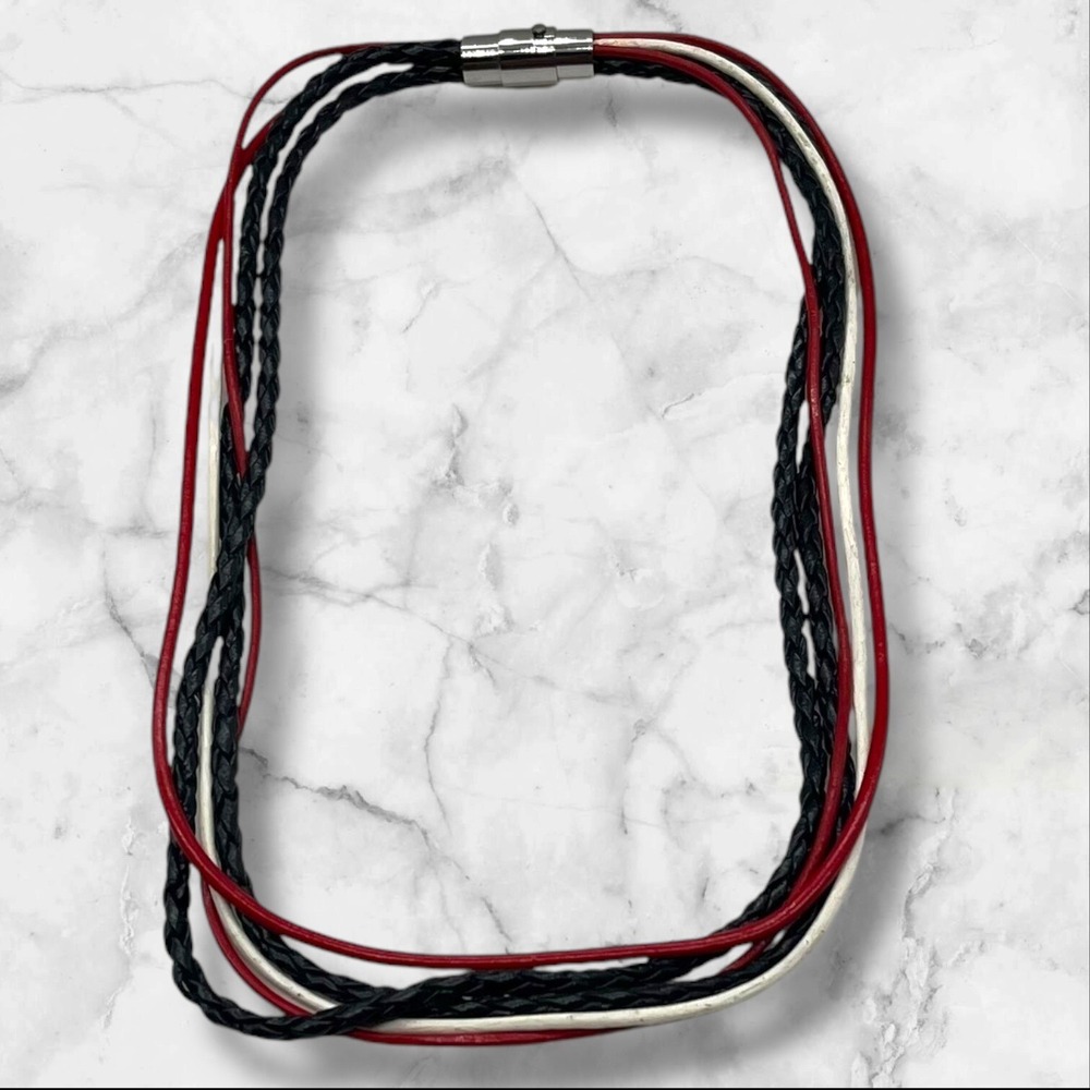 Braided Leather Multicolor Necklace With Magnetic Clasp‎ Unisex